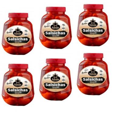 Imagem de 06 Potes Salsicha Aperitivo Petisco Vinagrete Estrela 700g 