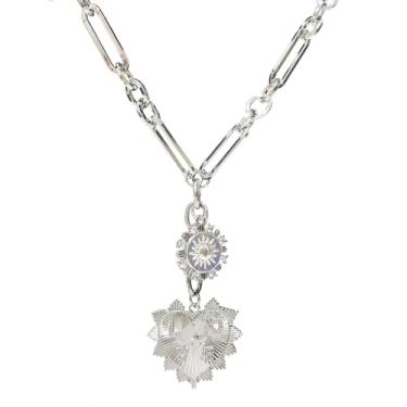 Imagem de ANIZOXY Colar gargantilha com pingente de coração de sol para mulheres, banhado a ouro 18 K, vários pingentes, corrente grossa, hip hop, joias neutras, Latão, Zircão