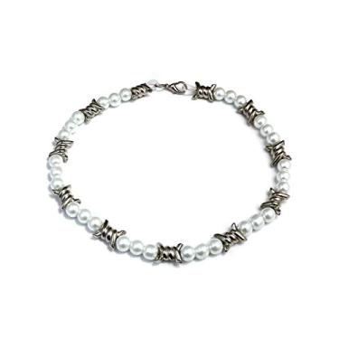 Imagem de Colar Punk Thorns com corrente de metal com cadeado de segurança Obtuse Chama Joias Hiphop Rock para homens, Zinco, Sem Pedra Preciosa