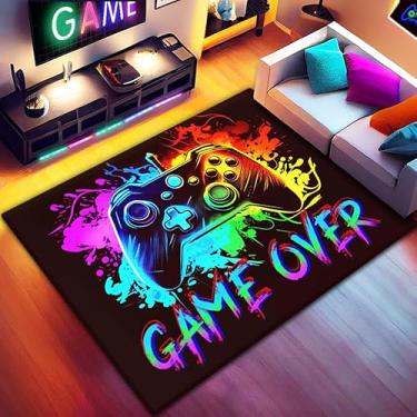 Imagem de ERWAAD Tapete de jogos para quarto de meninos - Tapete gamer com design de controle de jogo para sala de esportes e quarto com tema de jogo para meninos 152 x 101 cm