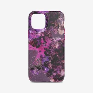 Imagem de tech21 Capa de celular Eco Art para Apple iPhone 12 e 12 Pro 5G com proteção contra quedas de 3 m, colagem rosa/roxo