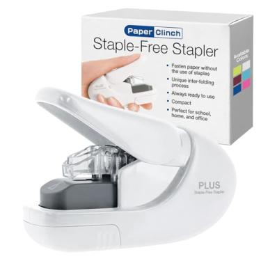 Imagem de Grampeador compacto sem grampos Plus Paper Clinch, branco marfim