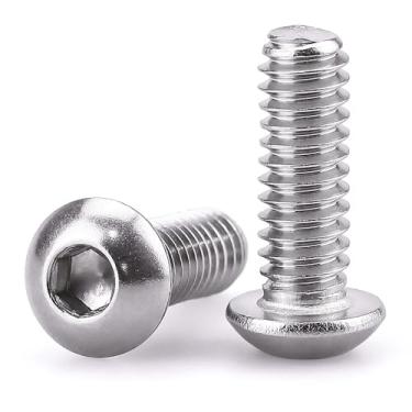 Imagem de Parafusos de cabeça de botão 1/4-20 x 5/8" (30 peças) de aço inoxidável 304 18-8 SS, acabamento brilhante, chave sextavada, rosca completa de máquina
