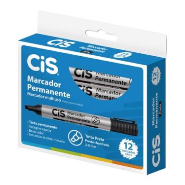 Imagem de Marcador Permanente CIS, Preto, pacote de 12