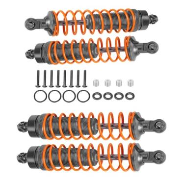 Imagem de ARRCat 4 peças de reposição de amortecedores traseiros dianteiros inteiros de alumínio para caminhão Arrma Bigrock 4X4 Senton 4X4 Granito 4X4 Vorteks 4X4 Typhon 4X4 RC, grande Bore Hops Up RC Shocks, substitui AR330550 AR330551 (cinza)