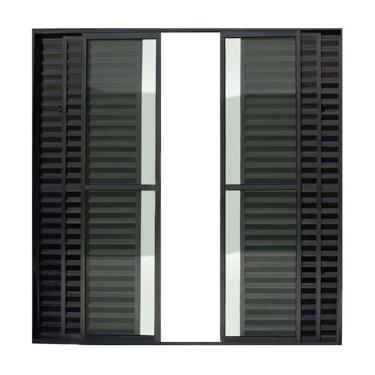 Imagem de Porta balcão 6 folhas 2,10x1,50 com fechadura no alumínio preto