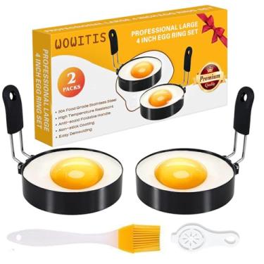 Imagem de WOWITIS 2 Peças Grande Anel De Ovo De 4 Polegadas Para Grelhar Ovos Fritos, Anel De Ovo Redondo De Aço Inoxidável Antiaderente De 4 Polegadas, Anel Redondo Para Cozinhar Frito, Máquina De Panquecas