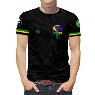 Imagem de Camiseta Camuflado Brasil Masculina Plus Size Exercito Preto - Alemark