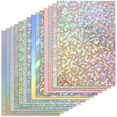 Imagem de 28 folhas de papelão holográfico, 20 x 30 cm, papel espelhado iridescente brilhante com glitter metálico 250 g/m² para artes e artesanato, decoração, convites de casamentos e aniversários, materiais