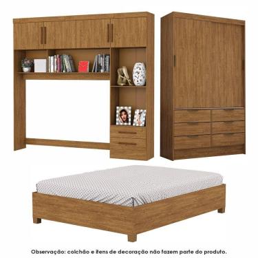 Imagem de Guarda Roupa Modulado Sevilha Com Cama Casal Carioca Móveis Cinamomo