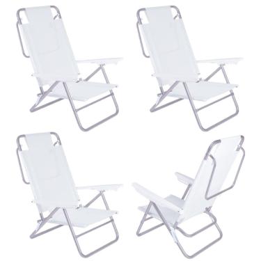 Imagem de Kit 4 Cadeira Reclinável Summer 6 Posições Alumínio Praia Camping - Mor