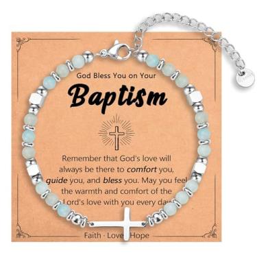 Imagem de IKIATY Pulseira de cruz religiosa para mulheres, meninas, presentes cristãos para filha, neta, irmã em Cristo, amiga, sobrinha, aniversário, Natal, Páscoa, Dia dos Namorados, Formatura, adjustable,