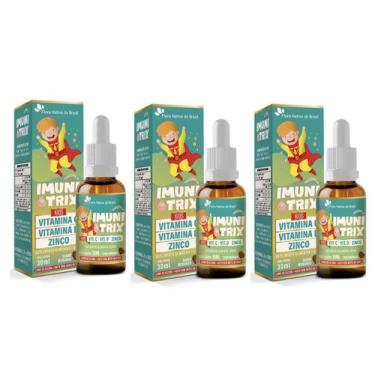 Imagem de Kit 3x Vitamina Infantil Kids Imunitrix 30ml sabor morango Flora Nativ