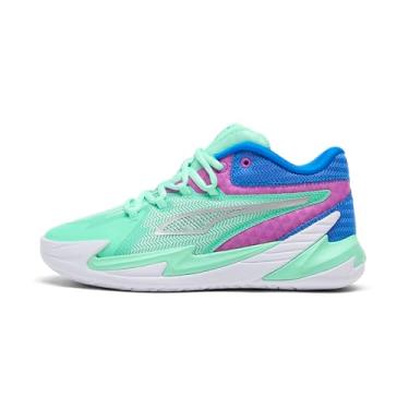 Imagem de PUMA Tênis infantil unissex de basquete Dagger, Verde brilhante - magenta puro, 20