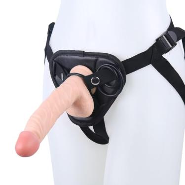 Imagem de Cinta em vibrador cinto preto simulação vibrador calças de couro sexo brinquedo produtos eróticos