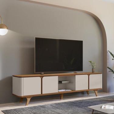 Imagem de Rack para TV até 60 Polegadas 217cm Cantos Curvos e Pés Madeira Maciça