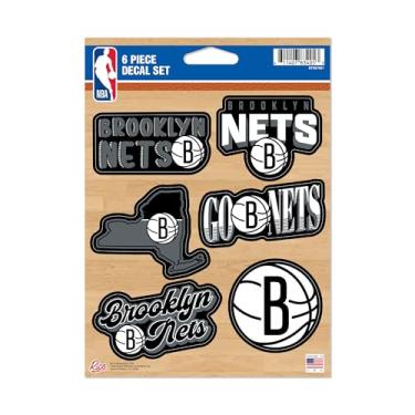 Imagem de Rico Industries NBA Basketball Brooklyn Nets Conjunto de decalques de 6 peças