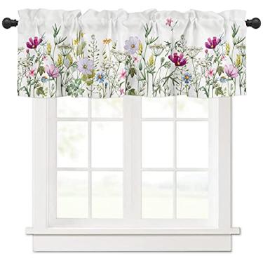 Imagem de Cortinas para janela em aquarela, flores silvestres, flores silvestres, estampa floral, plantas, tratamento de janela, para cozinha, banheiro, quarto, sala de estar, casa de fazenda, cortina curta, 1