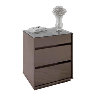 Imagem de Mesa de Cabeceira Belize 3 Gavetas - Casa D, Cinza Pérola