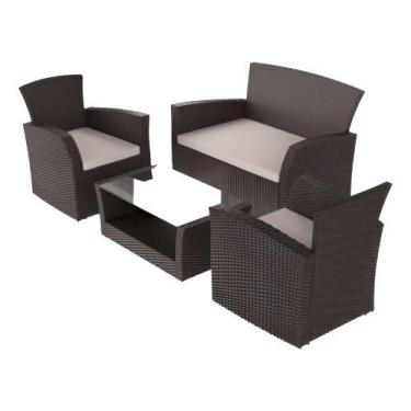 Imagem de Conjunto Jardim Marrom 4 Peca Poltrona Dupla, Poltrona, Mesa - JHC Hom