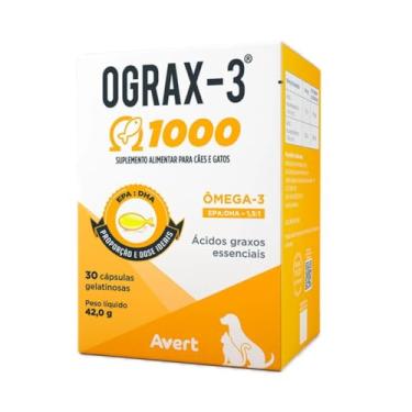 Imagem de Suplemento Ograx 3 1000 Ômega-3 Para Cães 30 Cápsulas Avert