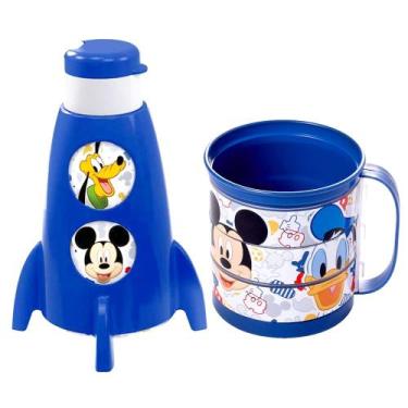 Imagem de Kit Divertido Giratório do Mickey Garrafinha Foguete e Copo - Plasútil