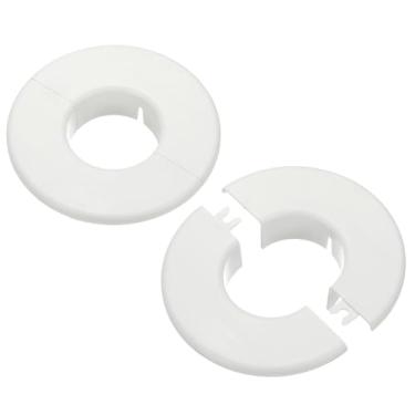 Imagem de PATIKIL Flange dividida na parede 2,1" (53 mm), 2 peças redondas destacáveis placa escudo fivelas tampa de tubo de água para cozinha banheiro ar condicionado braço tubo torneira decoração, branco