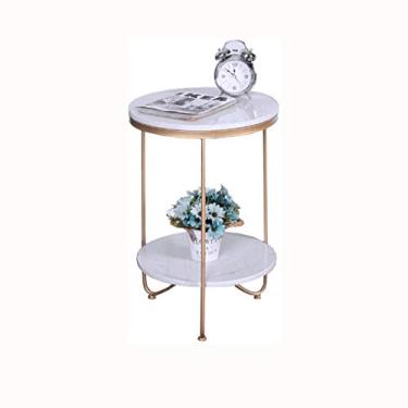 Imagem de Mesa lateral de mármore para sala de estar dupla pequena mesa de centro mesa de cabeceira armário varanda pequena mesa redonda sofá mesa lateral