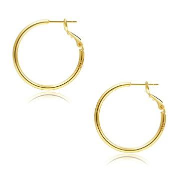 Imagem de Brincos de argola grande de prata esterlina de 2 mm para mulheres - argola grande hipoalergênica infinita e fina de prata, Prata esterlina, Sem pedra preciosa