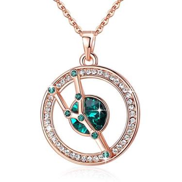 Imagem de Leafael Colar com pingente de constelação do zodíaco superstar feito com joias de horóscopo de cristal premium, banhado a ouro ou ouro rosa, 45,7 cm + 5 cm, Cristal