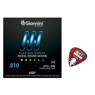 Imagem de Encordoamento para Guitarra 010 / 046 Tensão média Giannini com Palhet