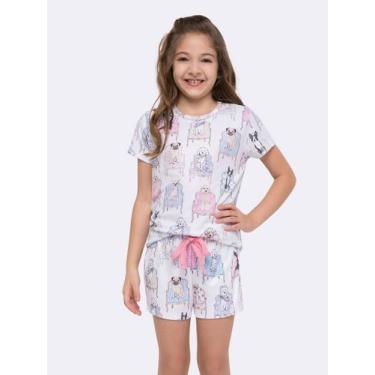 Imagem de Pijama Manga Curta com Short Infantil - Veggi, Branco, 8, Meninas