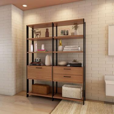 Imagem de Estante Provence 1 pt 2 gv Freijó e Preta 145 cm