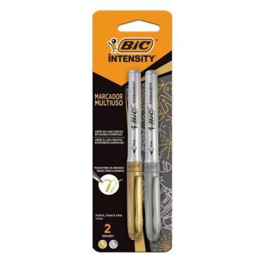 Imagem de BIC Marcador Permanente Marking Intensity Metálico 1,1mm Grip 2un Prata/Dourado