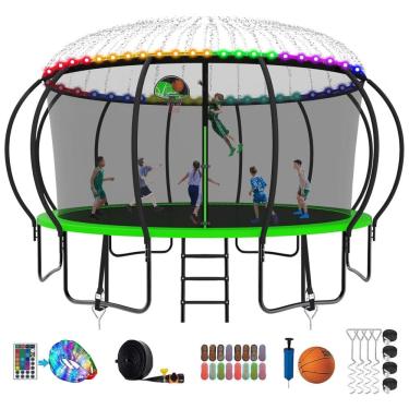 Imagem de Cama Elastica Capacidade até 544 kg com Luz LED e Cesta de Basquete, SKYUP, Verde