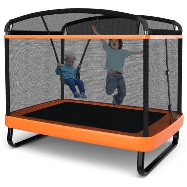 Imagem de Cama Elastica Infantil com Diâmetro, Rede de Proteção e Balanço para até 100 kg, GIANTEX GT10004OR TW, Laranja