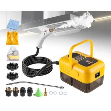 Imagem de Foandbevi Limpador a vapor portátil, vaporizador de alta pressão de 2500 W para limpeza de azulejos de argamassa, limpador a vapor portátil para carro, casa, estofado, cozinha, banheiro, amarelo