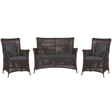 Imagem de Jogo Sofá e 2 Poltronas de Área Igapó Alumínio Pintura Marrom Corda Náutica Estofado 11 Trama