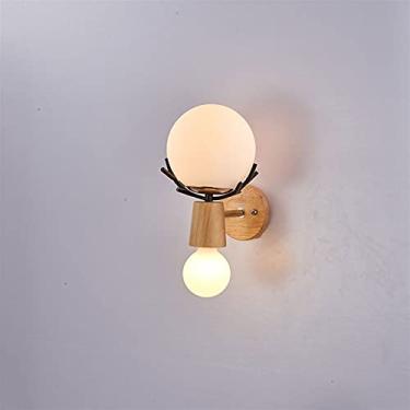 Imagem de HOSETEON Arandela de parede europeia chifres s, luminária de parede de madeira com suporte de lâmpada E27, arandela de parede de vidro industrial em V, lâmpada de cabeceira retrooom compatível com