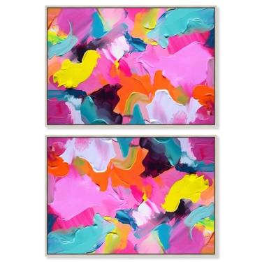 Imagem de Art Remedy Tela de arte urbana colorida, 76,2 cm x 50,8 cm, moldura prateada, Sublime Fusion Layers I Set