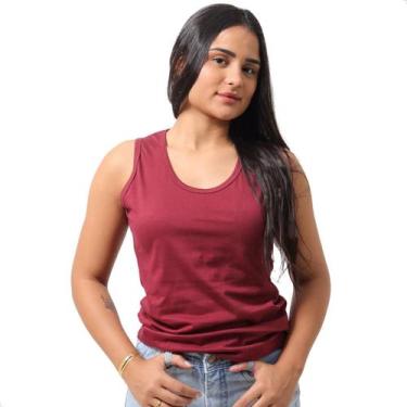 Imagem de Camiseta Cavada Regata Feminina Algodão Leve  - Techmalhas, Bordô, G
