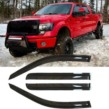 Imagem de Lifeinfinity Defletor de vento original, 4 peças, protetores de chuva de montagem externa, viseiras de janela lateral de teto solar compatíveis com Ford F - 150 SuperCrew 2009-2014, SVT Raptor