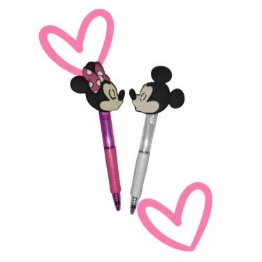 Imagem de Canetas Mickey e Minnie 2 peças esferográfica material escolar kawai papelaria escola aniversario lembrancinha volta as 