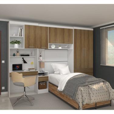 Imagem de Guarda Roupa Dormitório Modulado Alpes Solteiro Bancada de Estudo - Roupeiro Luciane M05