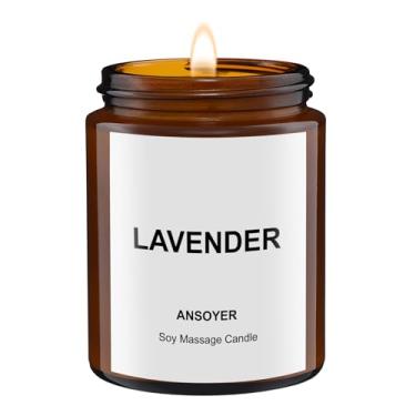 Imagem de Velas de massagem, óleo de massagem para presentes relaxantes, óleo corporal, loção corporal, soja comestível + óleo de semente de cânhamo, frascos - 127 g (lavanda)