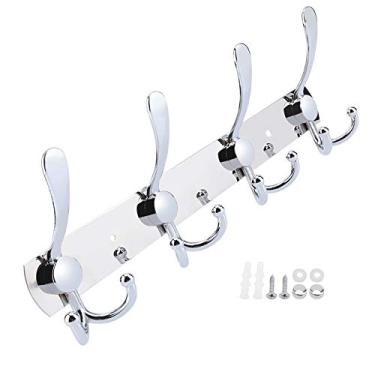 Imagem de Cabide de parede de aço inoxidável multifuncional cabide de toalha de gancho para banheiro o organizador de quarto de cozinha design moderno resistente à ferrugem durável 3 4 5 (Quatro ganchos)