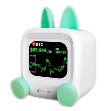 Imagem de Vastarry Exibição de preço de Bitcoin em tempo real, criptomoedas e mercado de ações, relógio de mesa com rastreamento de moeda virtual, relógio eletrônico para animais de estimação e exibição de