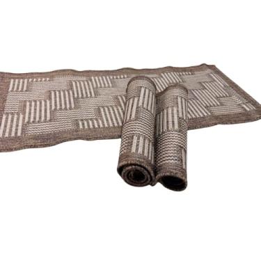 Imagem de Conjunto de Tapetes para Cozinha 3 Peças Marrom Passadeiras com Textura Sisal em Polipropileno Fundo Emborrachado Design Elegante e Prático