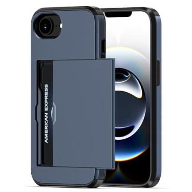 Imagem de Jiunai Capa carteira para iPhone 16e com porta-cartões para 2 cartões, bolso oculto, documentos, cartões de crédito, papel de licença, capa protetora de camada dupla para iPhone 16e de 6,1 polegadas