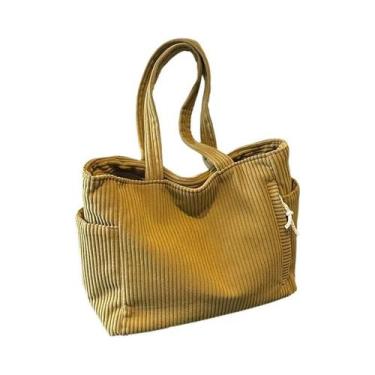 Imagem de Bolsa Tote de Veludo Cotelê - Grande Capacidade, Leve e com Zíper, Ama